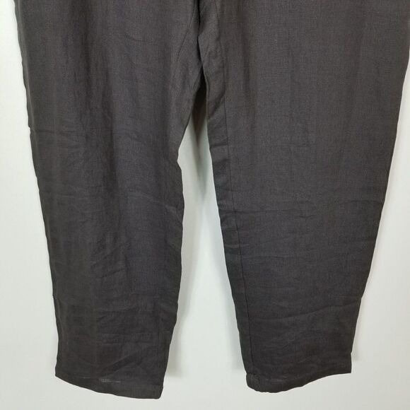 Ximo Women 100% Linen Pull On Pants Size XL Dark Gray Drawstring Waist - Picture 4 of 9